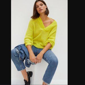 Anthropologie Honore Ribbed Sweater in Neon